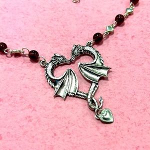 Handmade Kissing Dragons Pendant Necklace!